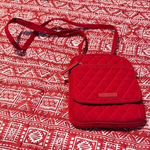 Vera Bradley Red Quilted Crossbody Bag.  Great Condition.  Great Organizer.